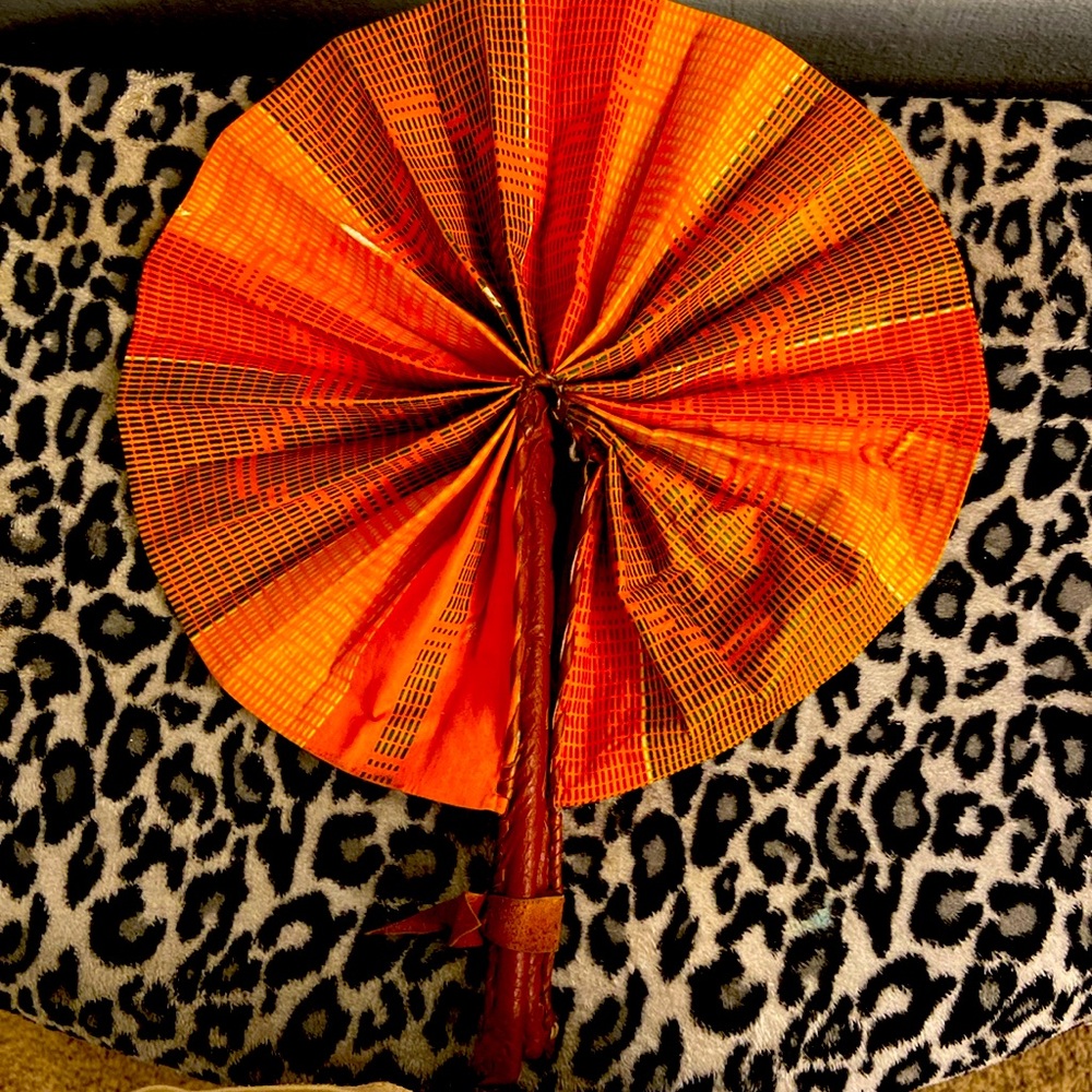 West-Africa printed kente cloth fan